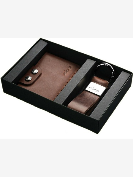 Pularys Pularys Herrenbrieftasche aus Leder Hiker und Schlüsselanhänger Geschenkset Braun 189414102