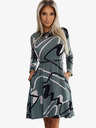 numoco Pulloverkleid mit Gürtel - oliv mit schwarzem und beigem Muster Numoco