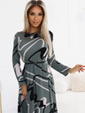 numoco Pulloverkleid mit Gürtel - oliv mit schwarzem und beigem Muster Numoco