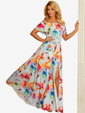 numoco Langes Kleid mit Rüschen - bunt bemalte Blumen Numoco