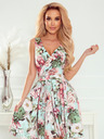 numoco Kleid mit längerem Rücken, Ausschnitt und Gürtel - rosa Blumen Numoco MAYA