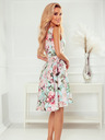 numoco Kleid mit längerem Rücken, Ausschnitt und Gürtel - rosa Blumen Numoco MAYA