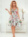numoco Kleid mit längerem Rücken, Ausschnitt und Gürtel - rosa Blumen Numoco MAYA