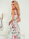 numoco Kleid mit längerem Rücken, Ausschnitt und Gürtel - rosa Blumen Numoco MAYA