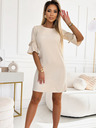 numoco Trapezkleid mit Schleife - beige mit Glitzer Numoco NEVA