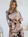 numoco Pulloverkleid mit Spitze - Beige mit schwarzem und weißem Numoco-Muster