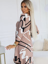 numoco Pulloverkleid mit Spitze - Beige mit schwarzem und weißem Numoco-Muster