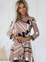 numoco Pulloverkleid mit Spitze - Beige mit schwarzem und weißem Numoco-Muster