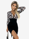 numoco Asymmetrisches Kleid mit langen Ärmeln und Ausschnitt - Leopardenmuster Numoco ELISA