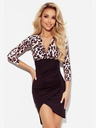 numoco Asymmetrisches Kleid mit langen Ärmeln und Ausschnitt - Leopardenmuster Numoco ELISA