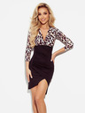 numoco Asymmetrisches Kleid mit langen Ärmeln und Ausschnitt - Leopardenmuster Numoco ELISA