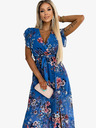 numoco Langes Kleid mit Dekolleté und kurzen Ärmeln - blau mit Blumen Numoco ARIA