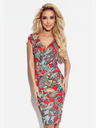 numoco Tailliertes Kleid mit Bleistiftausschnitt - rotes Boho-Muster Numoco BOYKA