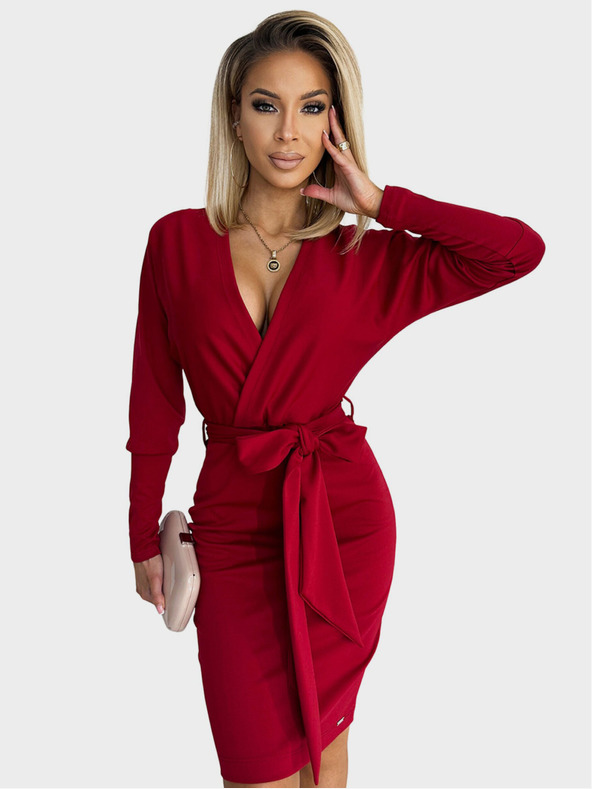 numoco Umschlagkleid mit Rückenausschnitt - burgunderrot Numoco CELIA