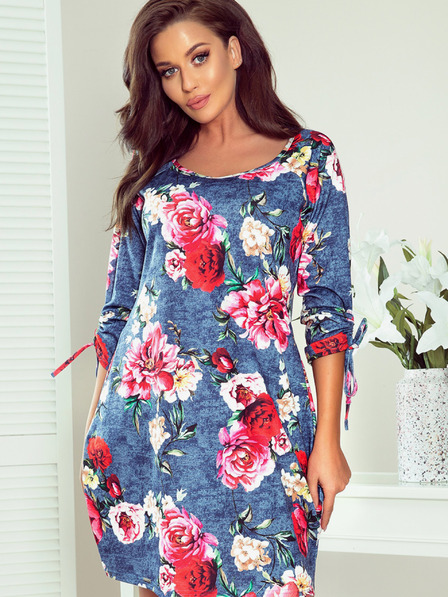 numoco Bequemes Kleid in Übergröße - Blumen auf Jeans Numoco SOPHIE
