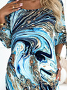 numoco Bequemes Oversize-Kleid mit Taschen - blau-goldene Wolle Numoco SOPHIE