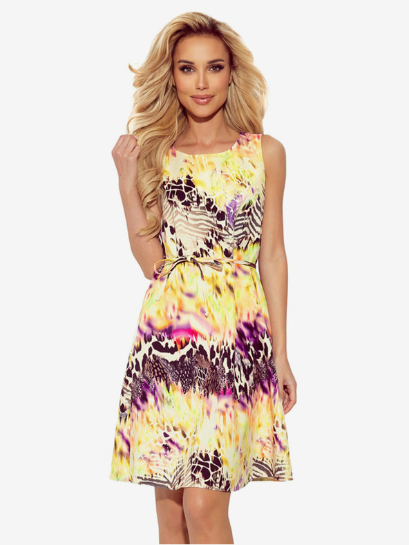 numoco Schmeichelhaftes Kleid mit gelbem Leopardenmuster Numoco VICTORIA