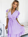 numoco Kleid mit Rüschen, Halsausschnitt und Bindeband - heather Numoco CORNELIA