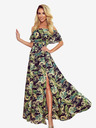 numoco Langes Kleid mit Rüschen - grüne Blätter und goldene Ketten Numoco