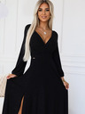 numoco Glänzendes Kleid mit langem Armausschnitt - Schwarz Numoco NELA