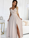numoco Elegantes trägerloses Maxikleid - beige mit Glitzer Numoco CHIARA