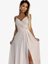 numoco Elegantes trägerloses Maxikleid - beige mit Glitzer Numoco CHIARA