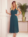 numoco Plissee-Kleid mit Rüschen und Ausschnitt - grün Numoco EMILY