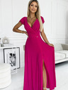 numoco Glitzerndes langes Kleid mit Dekolletee - fuchsia Numoco CRYSTAL