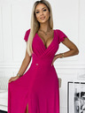 numoco Glitzerndes langes Kleid mit Dekolletee - fuchsia Numoco CRYSTAL
