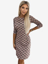 numoco Kleid mit goldenen Reißverschlüssen - beige mit schwarzem Muster Numoco MARY
