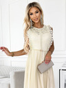 numoco Kleid mit Spitze und goldenem Gürtel - beige Numoco GRETA