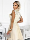 numoco Kleid mit Spitze und goldenem Gürtel - beige Numoco GRETA
