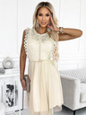 numoco Kleid mit Spitze und goldenem Gürtel - beige Numoco GRETA