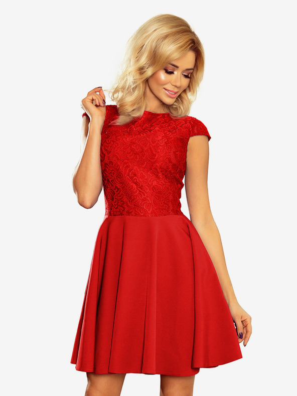 numoco Kleid mit Spitze - rot Numoco MARTA
