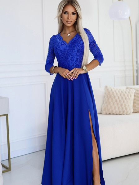 numoco Elegantes langes Spitzenkleid mit Sweetheart-Ausschnitt - blau Numoco AMBER
