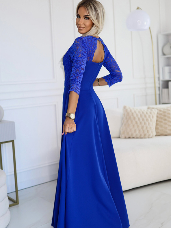 numoco Elegantes langes Spitzenkleid mit Sweetheart-Ausschnitt - blau Numoco AMBER