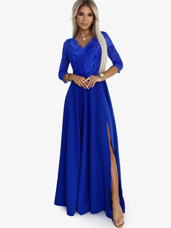numoco Elegantes langes Spitzenkleid mit Sweetheart-Ausschnitt - blau Numoco AMBER