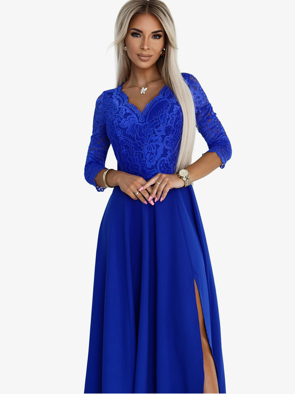 numoco Elegantes langes Spitzenkleid mit Sweetheart-Ausschnitt - blau Numoco AMBER