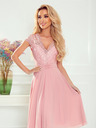 numoco Chiffonkleid mit Spitzenausschnitt - schmutziges Rosa Numoco LINDA