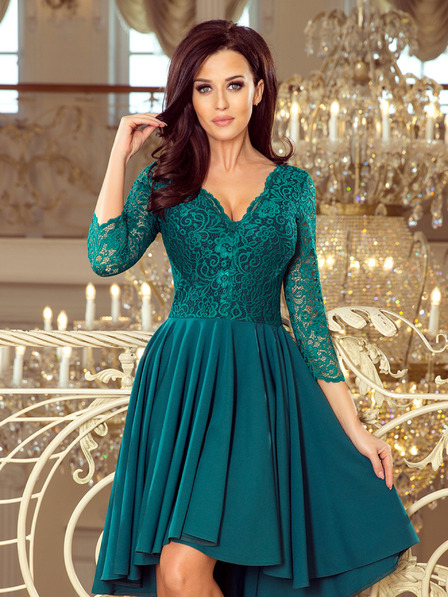 numoco Exklusives Kleid mit Spitze - grün Numoco NICOLLE