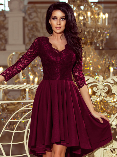 numoco Exklusives Kleid mit Spitze - pflaumenfarben Numoco NICOLLE