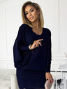 numoco Batwing-Kleid - dunkelblau mit Numoco-Glitzer