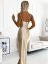 numoco Langes Satinkleid mit Beinschlitz - beige Numoco DIANE