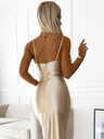 numoco Langes Satinkleid mit Beinschlitz - beige Numoco DIANE