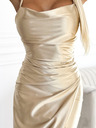 numoco Langes Satinkleid mit Beinschlitz - beige Numoco DIANE