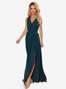 numoco Langes Kleid mit Ausschnitt und Schleife - Grün Numoco JUSTINE