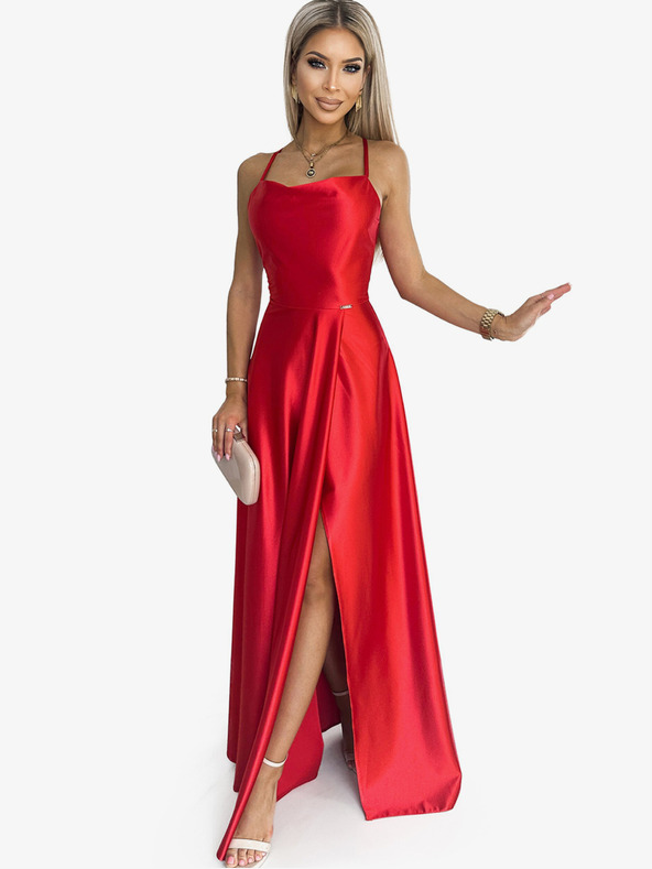 numoco Langes Kleid aus Satin mit Rückenausschnitt - rot Numoco PERLA