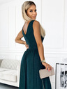 numoco Langes Kleid aus Brokat mit Ausschnitt und Beinschlitz - grün Numoco LOUISE