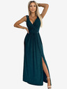 numoco Langes Kleid aus Brokat mit Ausschnitt und Beinschlitz - grün Numoco LOUISE