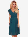 numoco Plissee-Kleid mit Ausschnitt und Rüschen - grün Numoco POLINA